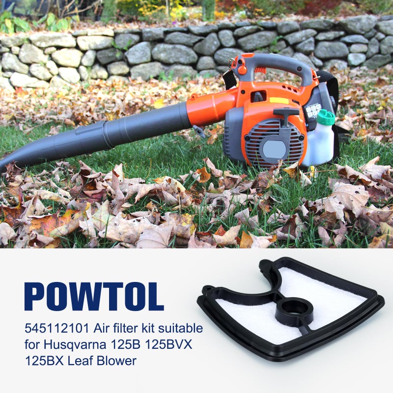 Powtol فلتر هواء Powtol 125B لآلة نفخ الأوراق Husqvarna 125B 125BVX 125BX Craftsman 358794810 358794811 Jonsered B2126 BV2126 Redmax HB280 HB281 استبدال 545112101 مع فلتر وقود آلة النفخ 125B - Image 2